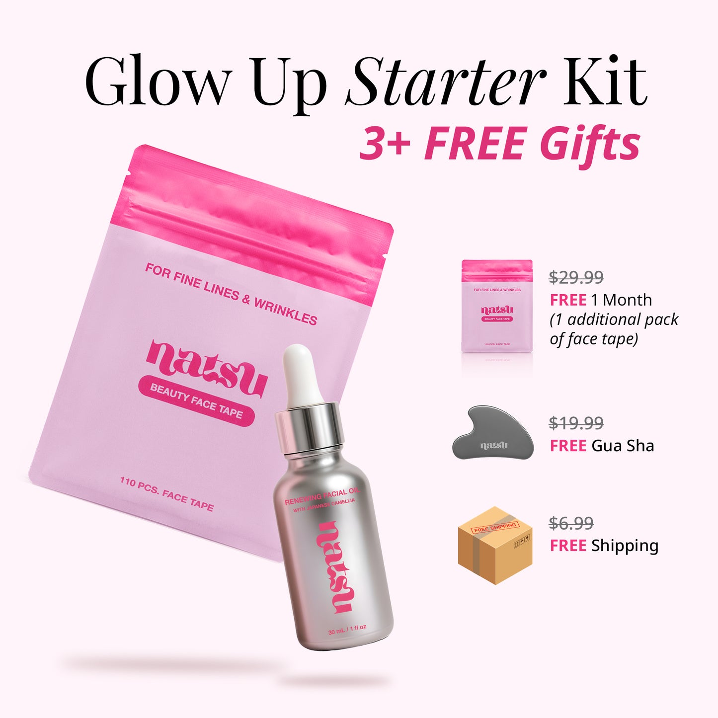 Glow Up Starter Kit - Face tape & Facial Oil + 3 FREE Gifts